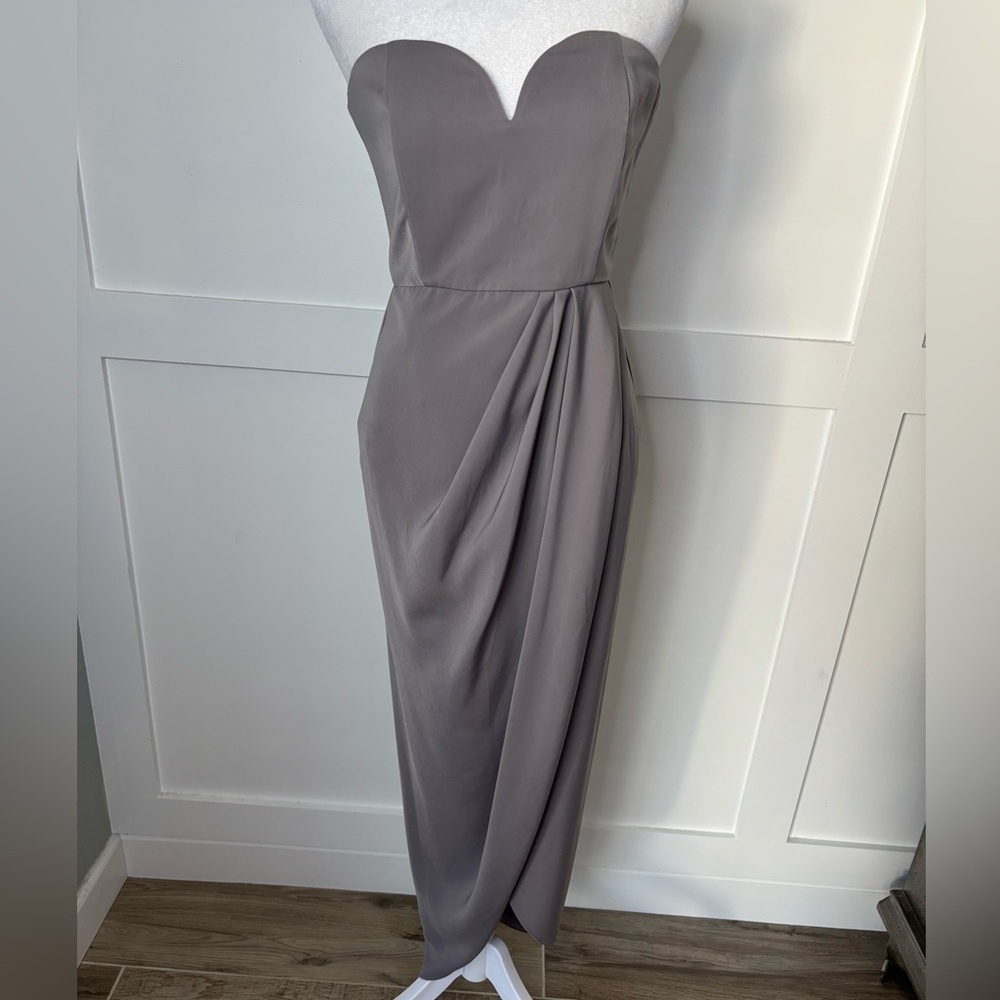 Shona Joy Strapless Taupe Dress size 2 excellent condition